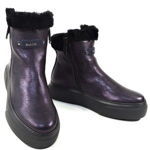 BALDININI 🇮🇹 WOMEN'S PURPLE LEATHER COMFORT WINTER ANKLE BOOTIE